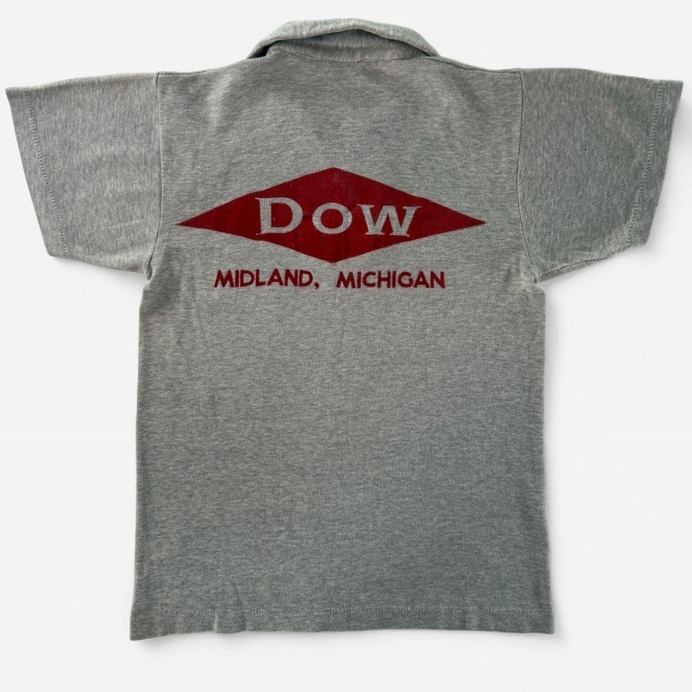 Vintage 1950s Champion Gray Polo with Red Flock Print Graphic